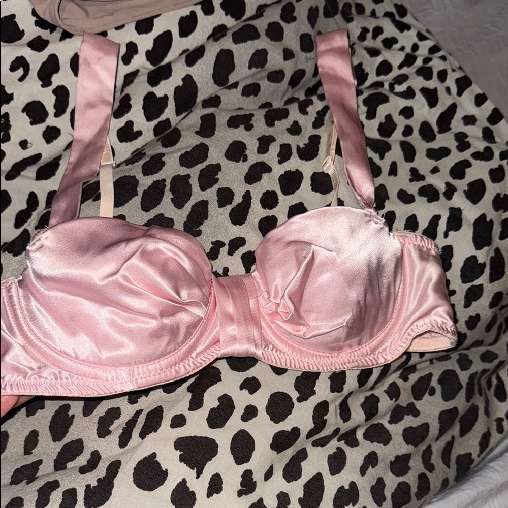 Pink Satin Women's Bra